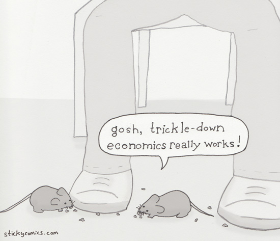 trickle down economics. Let them eat crumbs