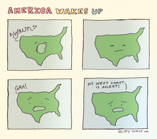 america wakes up - west coast is asleep