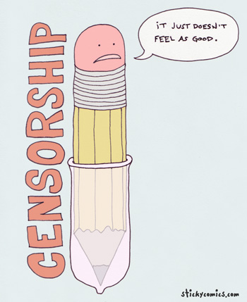 censorship as a pencil wearing a condom