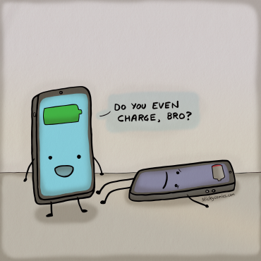 Charged phone to low battery phone: "Do you even charge, bro?"