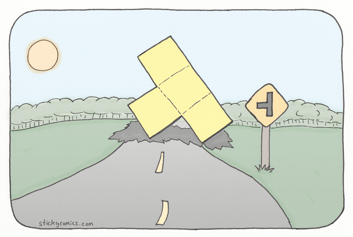 Caution: Falling Blocks – sticky comics