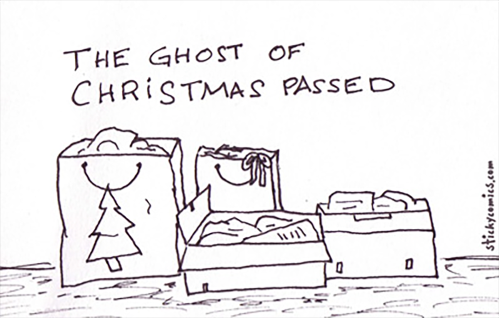 The Ghost of Christmas Passed (boxes open, empty bags, etc) 